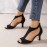 Women's Peep Toe T-strap High Heels, Chunky Heel Back Zipper Sandals, Fashion Black Shoes