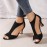 Women's Peep Toe T-strap High Heels, Chunky Heel Back Zipper Sandals, Fashion Black Shoes