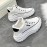 Women's Trendy Platform Sneakers, All-Match Lace Up High Top Trainers, Comfortable Outdoor Sports Shoes