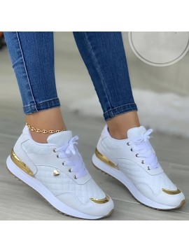 Women's Casual Sports Shoes, Fashion & Versatile Quilted Low Top Sneakers, Outdoor Non Slip Shoes