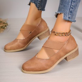 Women's Chunky Heeled Booties, Solid Color Lace Up & Side Zipper High Heels, All-Match Ankle Boots
