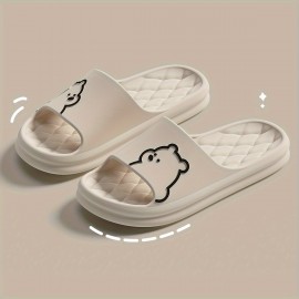 Cartoon Decor Pillow Slides, Slip On Soft Sole Platform Casual Summer Slides, Non-slip Shower Slides