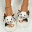 Cute Fabric Cow Home Slippers, Open Toe Super Soft Sole Platform Shoes, Comfy Indoor Animal Slippers