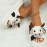 Cute Fabric Cow Home Slippers, Open Toe Super Soft Sole Platform Shoes, Comfy Indoor Animal Slippers