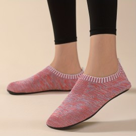 Casual Knitted Sock Slippers, Breathable & Comfortable Elastic Slip On Shoes, Lightweight Indoor Slippers