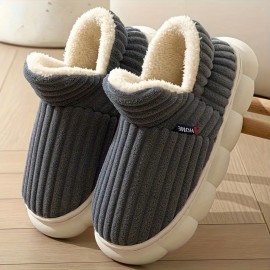 Super Soft Thermal Platform Slippers, Solid Color Slip On Plush Winter Shoes, Cozy & Warm Home Slippers