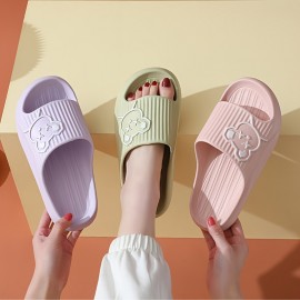 Women's Bear Flat Slides Shoes, Non-slip Quick Drying Indoor Bathroom Slippers, House EVA Slippers