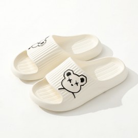 Women's Bear Flat Slides Shoes, Non-slip Quick Drying Indoor Bathroom Slippers, House EVA Slippers