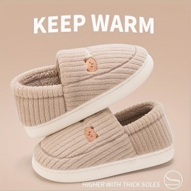 Women's Cute Animal Plush Slippers, Fuzzy Warm Slip On Indoor Non Slip Shoes, Bedroom Slippers