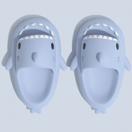 Unisex Creative Shark Design Slides, Solid Color Soft Sole Open Toe EVA Bathroom Shoes, Indoor & Outdoor Beach Pillow Slides