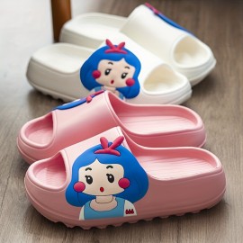 Women's Cartoon Pillow Slides, Kawaii Soft Sole Non Slip Wear-resistant Shoes, Home Bathroom EVA Slides
